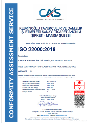 Keskinoğlu Yumurta ISO 22000